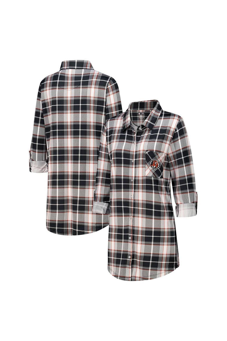 Women's Concepts Sport Black Cincinnati Bengals Ashford Plaid Knit Nightshirt, Alternate, color, Black