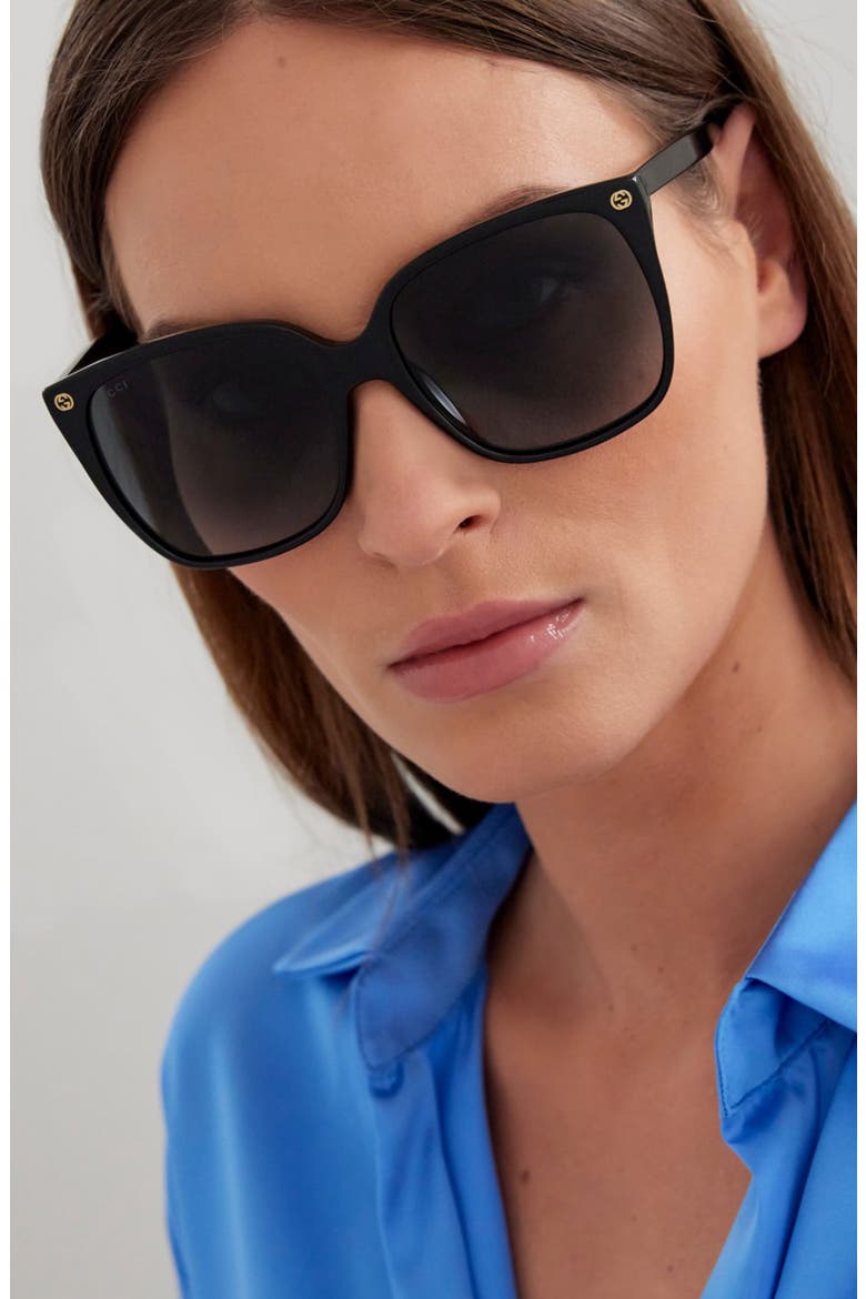57mm Gradient Square Sunglasses, Alternate, color, BLACK/ GREY