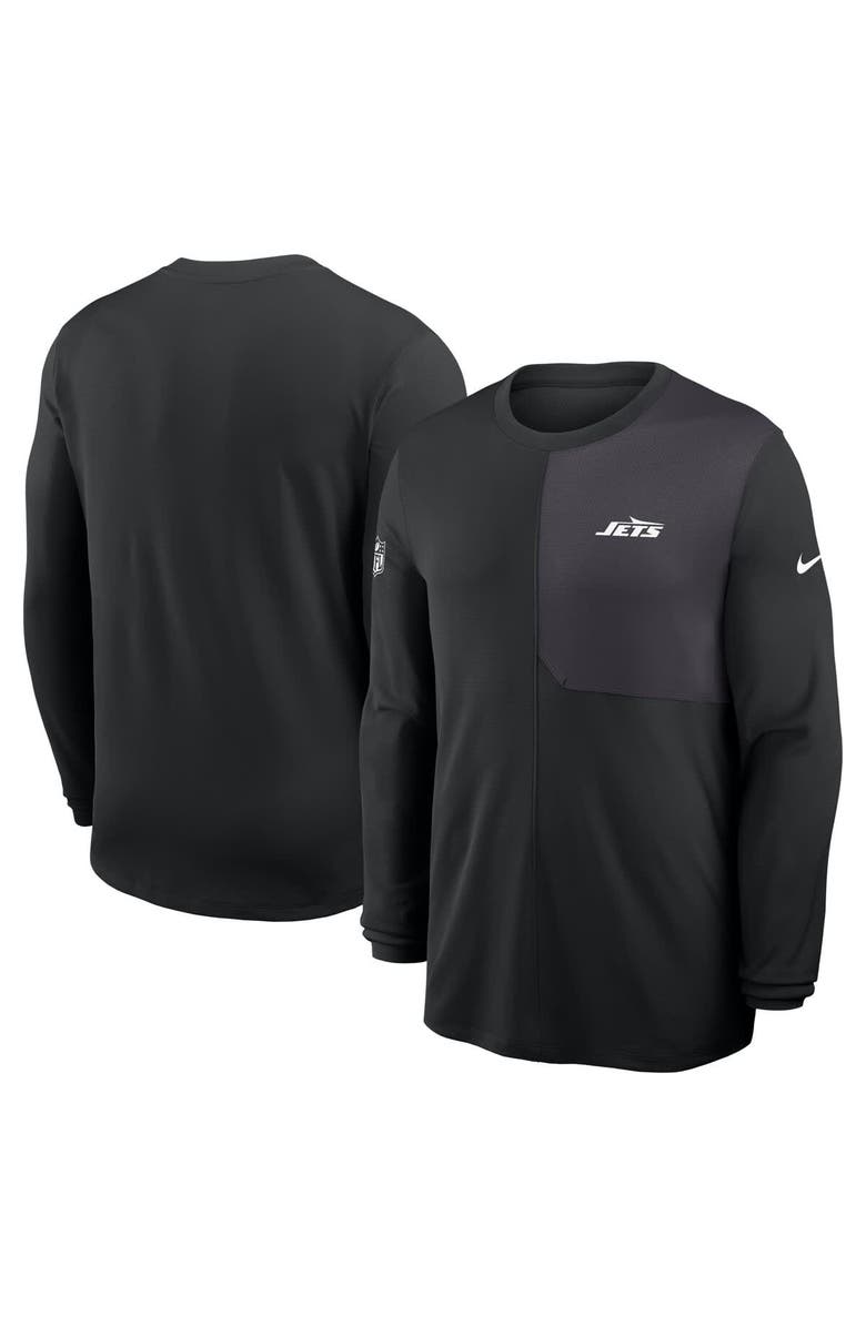 Nike Men's Nike Black New York Jets Sideline Coach UV Performance Long Sleeve T-Shirt, Alternate, color, Black