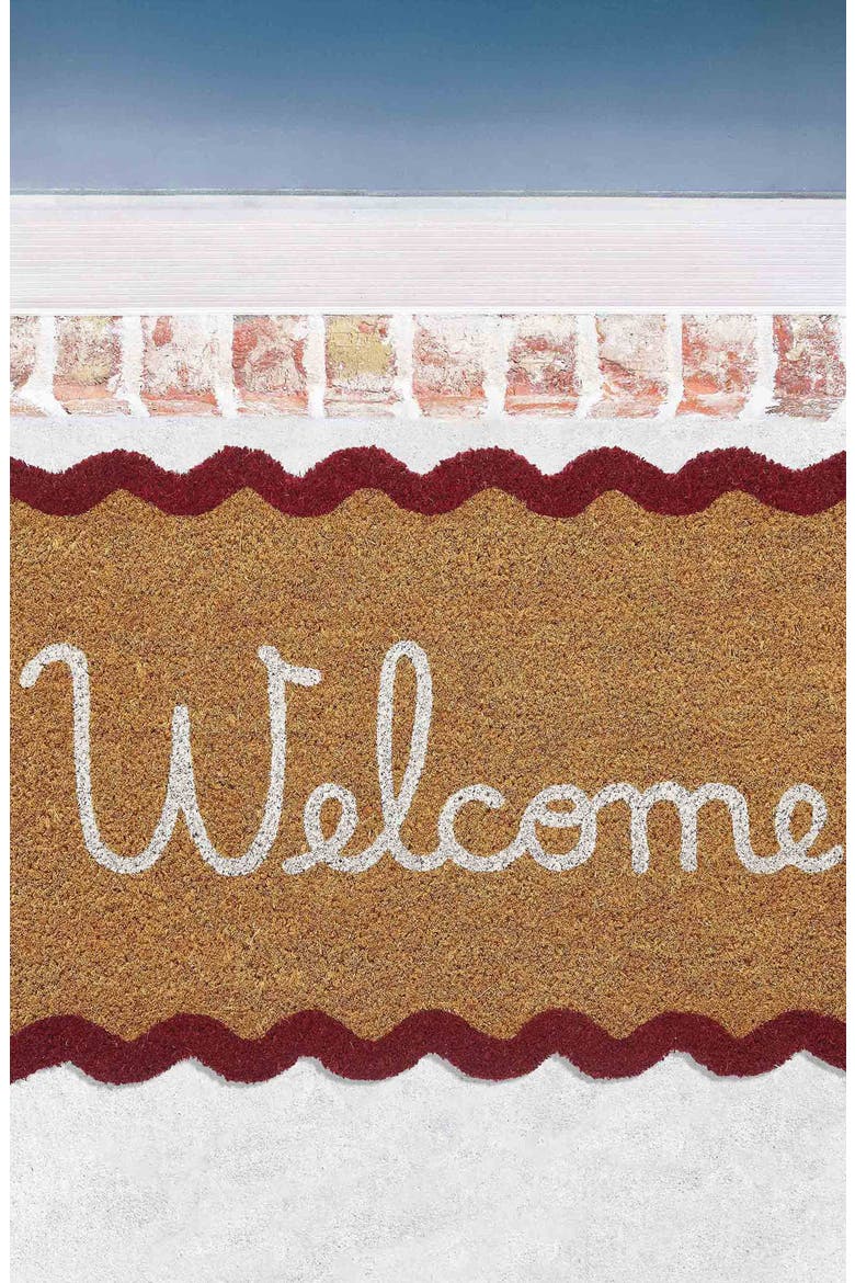 Scalloped Edge Coir Doormat, Alternate, color, BROWN MULTI