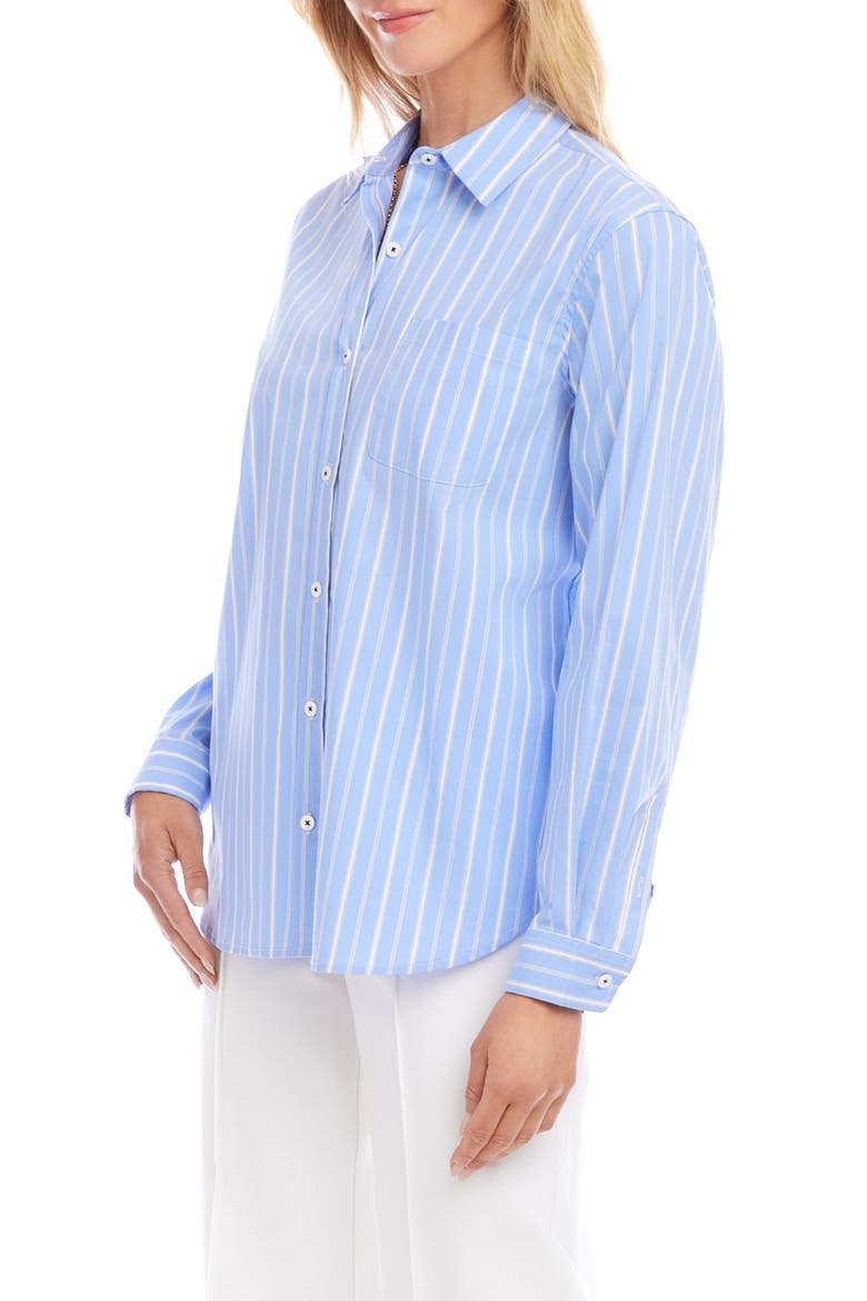 Stripe Cotton Blend Button-Up Shirt, Alternate, color, BLUE