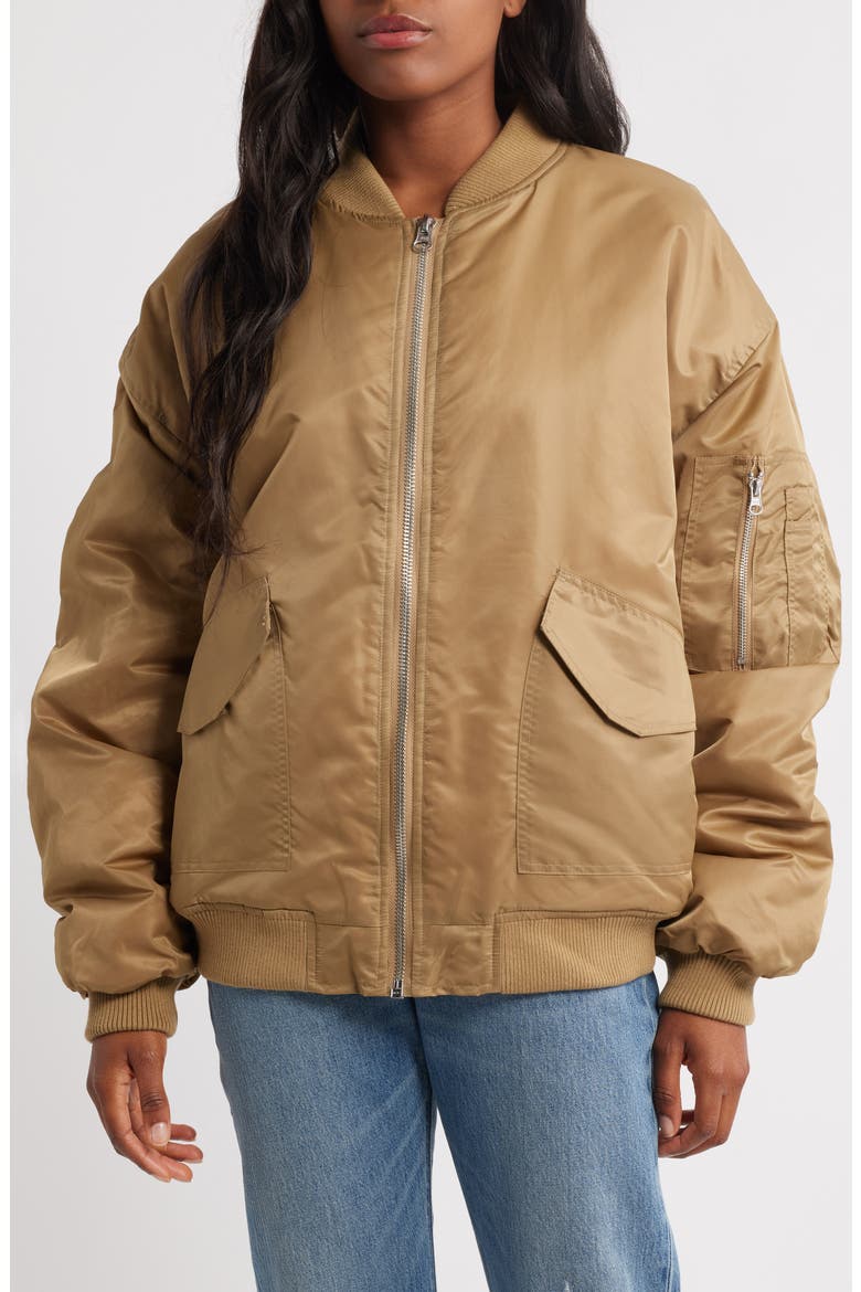 Bomber Jacket, Alternate, color, CAMEL MULTI