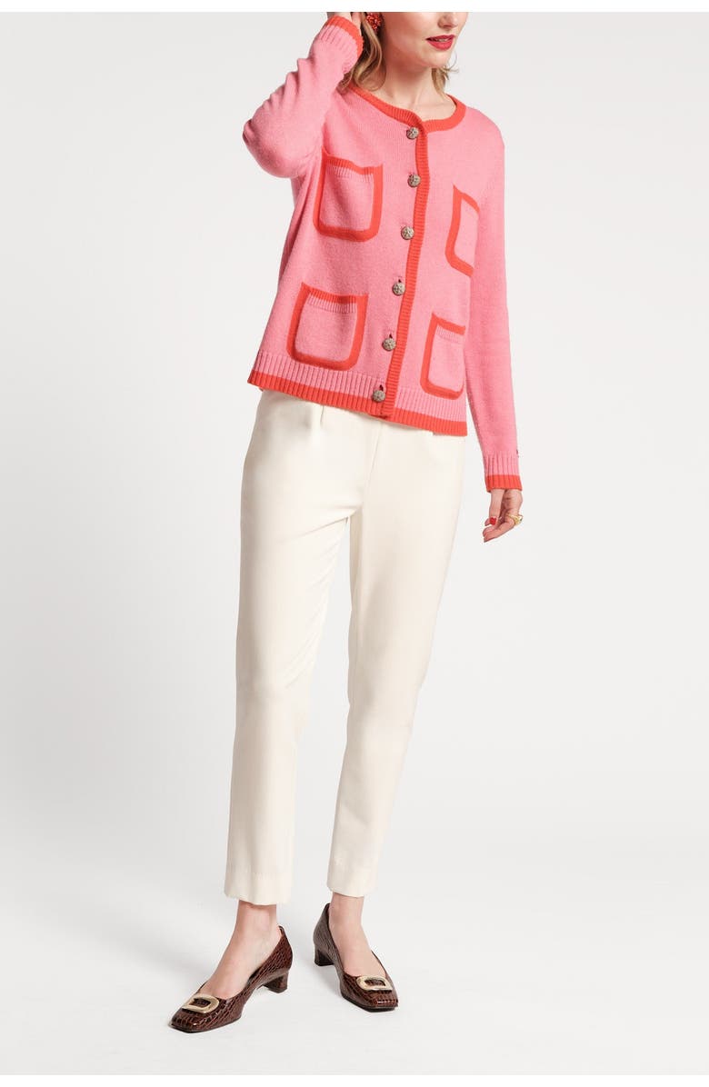 Frances Valentine Pierre Cardigan Colorblock Merino Wool Blend, Alternate, color, 