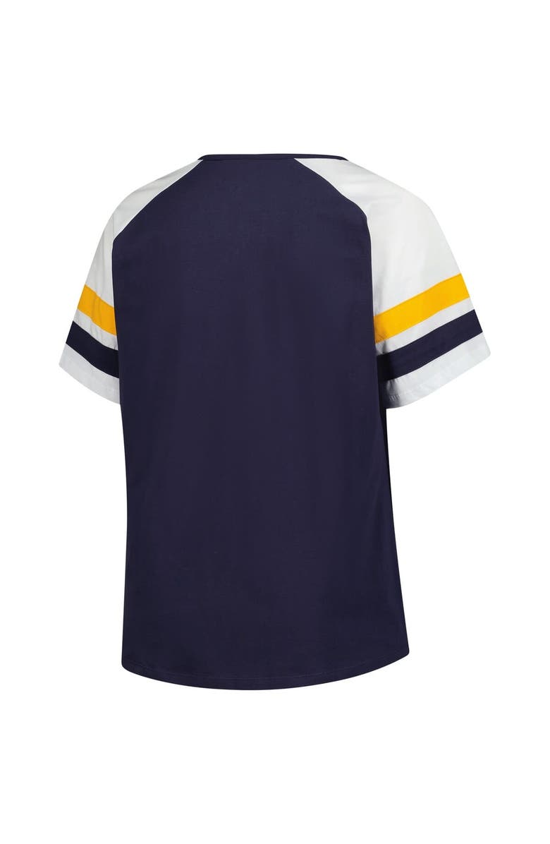 PROFILE Women's Profile  Navy Milwaukee Brewers Plus Sized Arched Notch Neck T-Shirt, Alternate, color, 