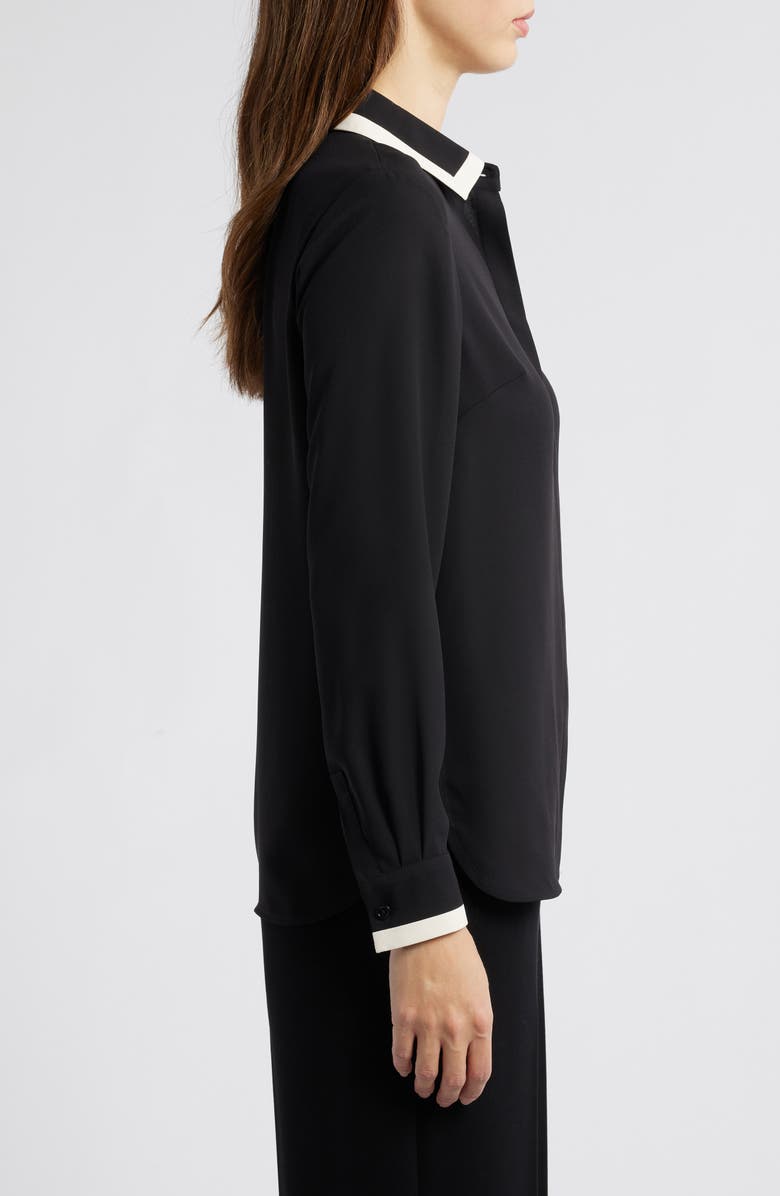 Anne Klein Contrast Collar Woven Shirt, Alternate, color,