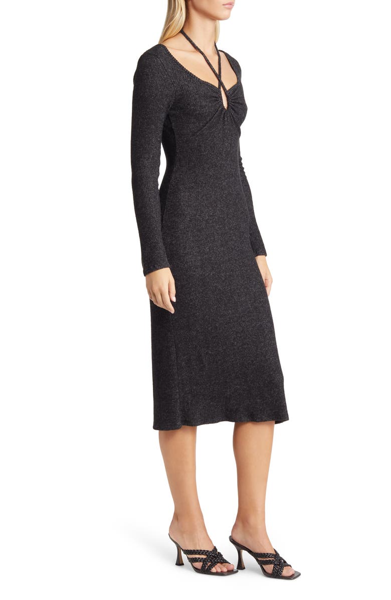 Loveappella Tie Keyhole Long Sleeve Midi Dress, Alternate, color,