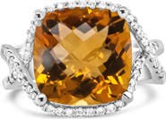 Haus of Brilliance 14K Gold Citrine Gemstone & 1/3 Cttw Diamond Ring