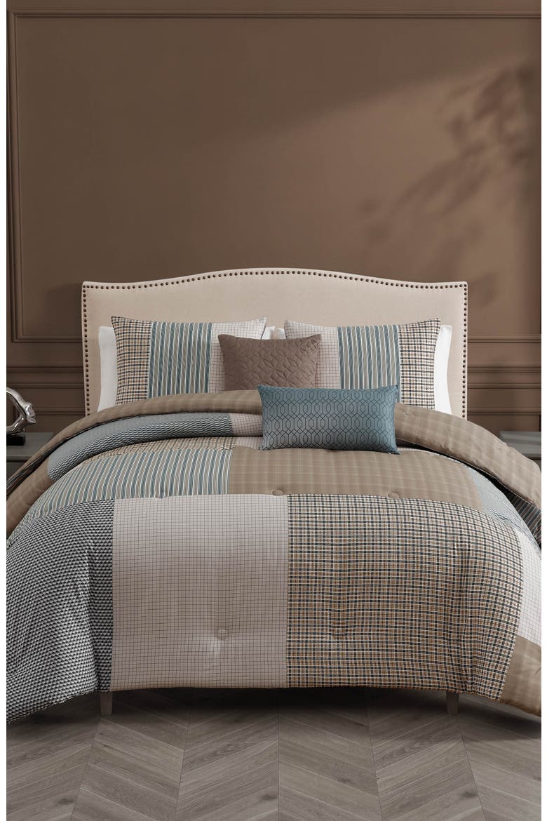 Tranquil Patch Cotton Sateen Comforter Set, Main, color, BLUE