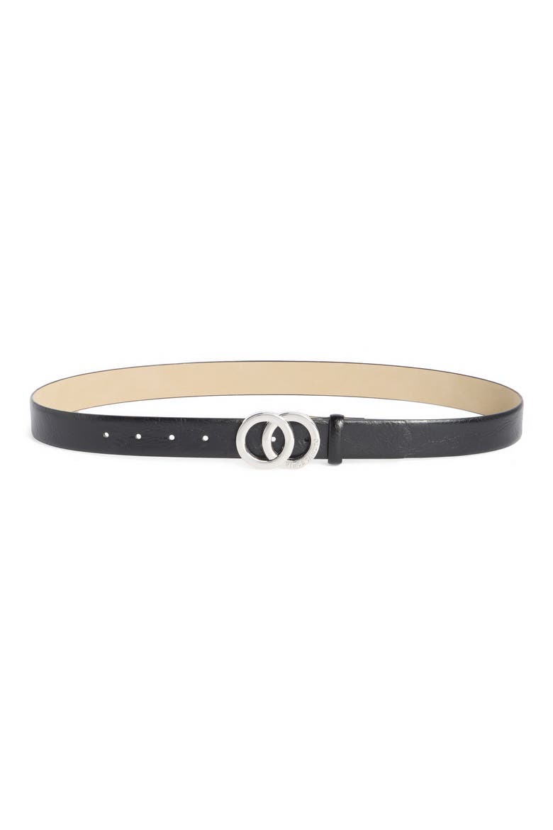Logo O-Ring Buckle Belt, Main, color, BLACK SILVER