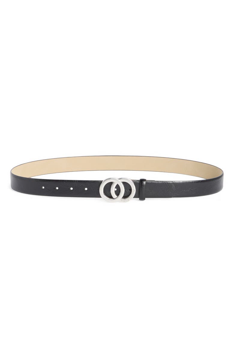 Vince Camuto Logo O-Ring Buckle Belt, Main, color, Black Silver