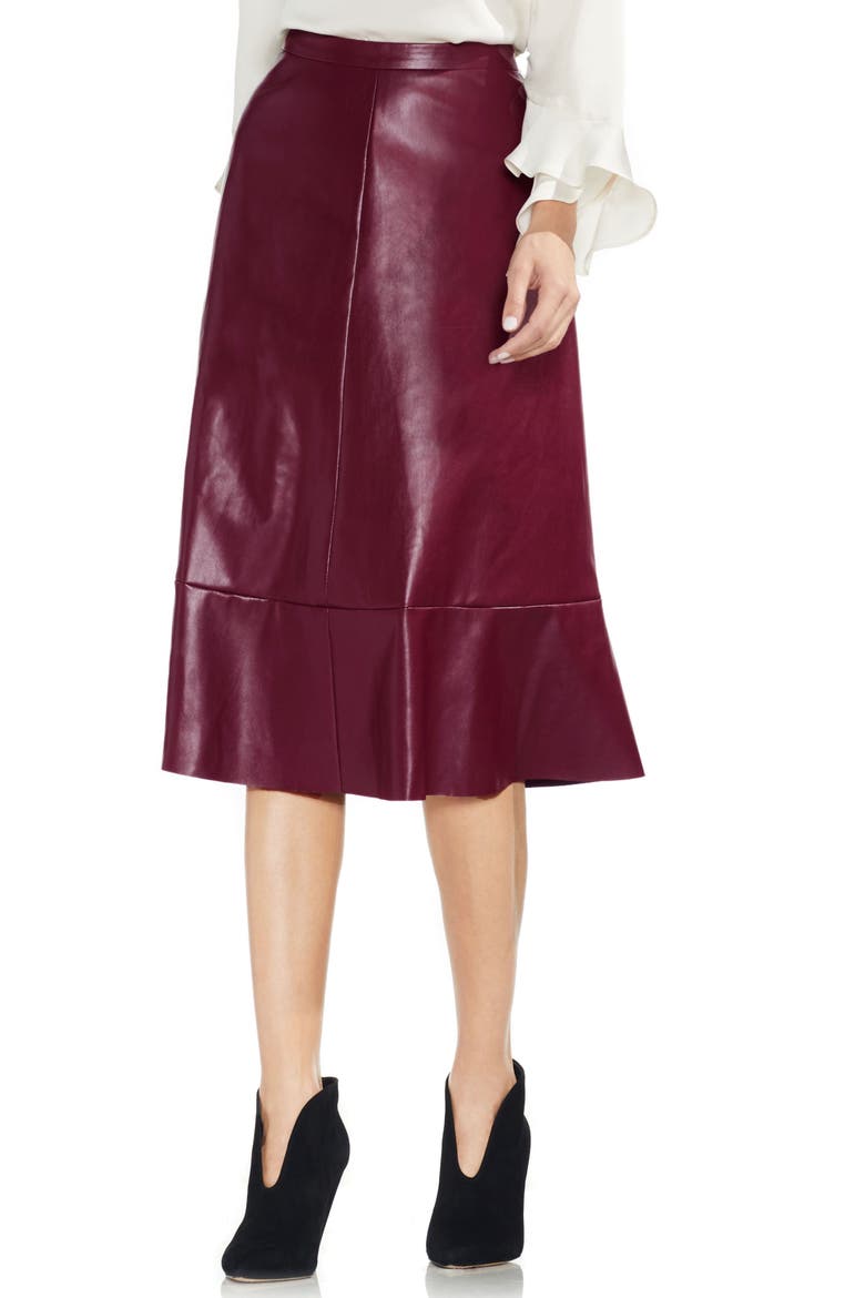 Faux Leather Skirt, Main, color, MANOR RED