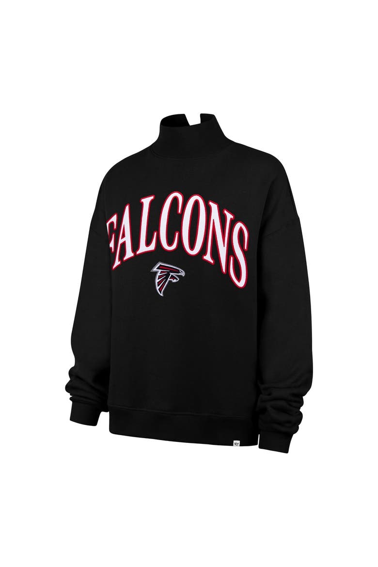Women's '47 Black Atlanta Falcons Oversized Vantage Mock Neck Sweatshirt, Alternate, color, Black