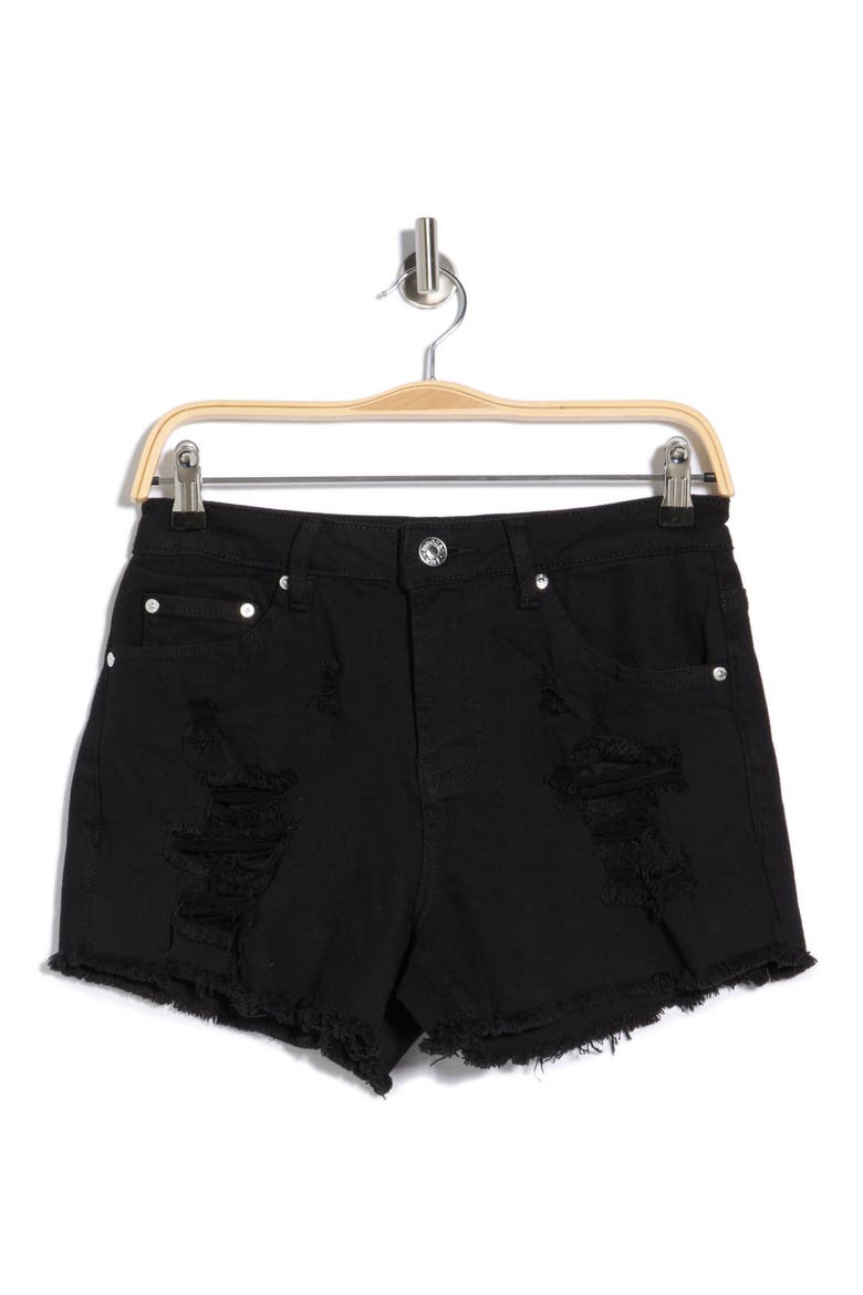 Super High Rise Destructed Cut Off Shorts, Alternate, color, BLACK