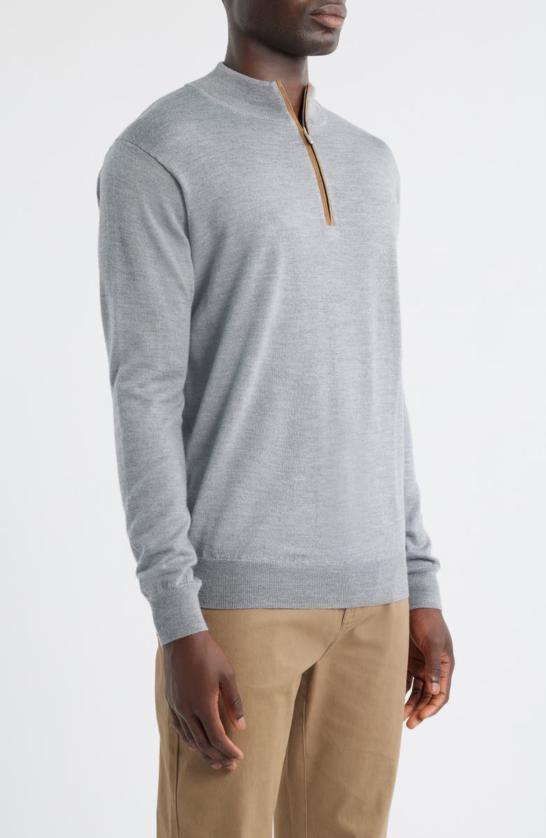 Peter Millar Autumn Crest Merino Wool Blend Quarter Zip Sweater, Alternate, color, British Grey