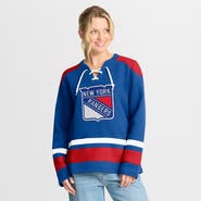 FANATICS Women's Fanatics Blue New York Rangers Icing Long Sleeve Lace Up Sweatshirt