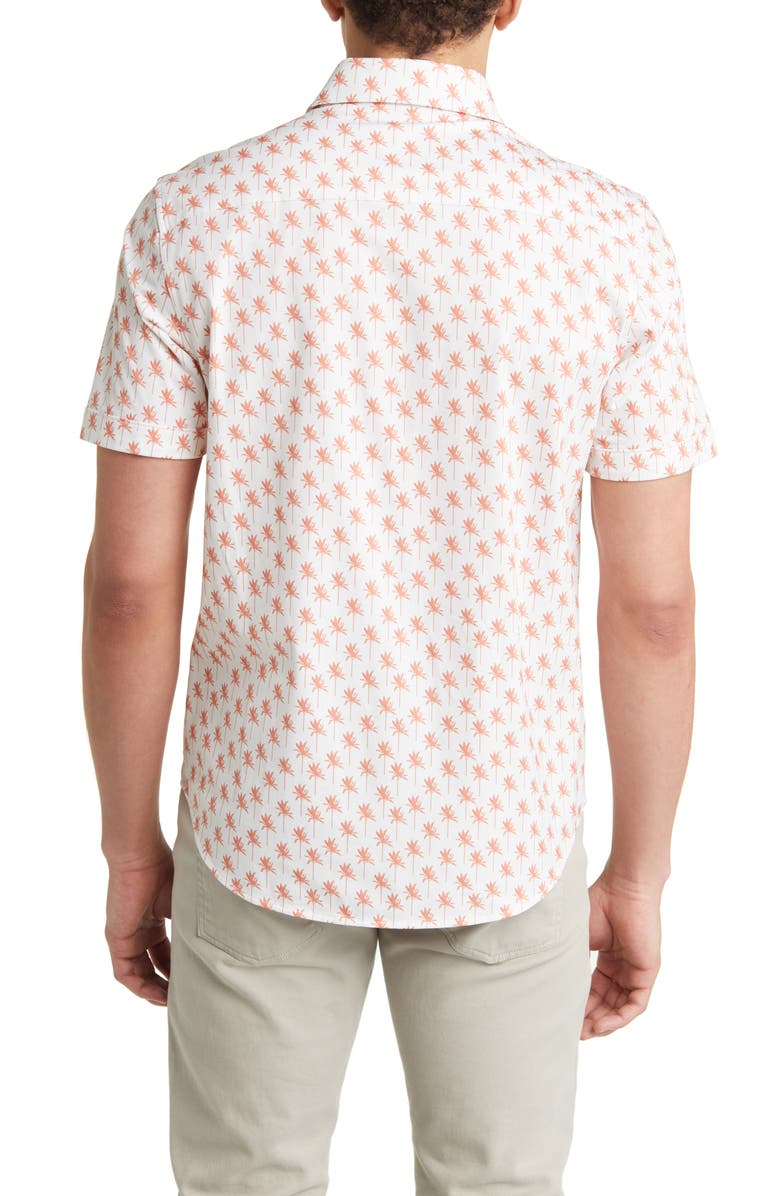 Bugatchi Miles OoohCotton<sup>®</sup> Palm Print Short Sleeve Button-Up Shirt, Alternate, color, 