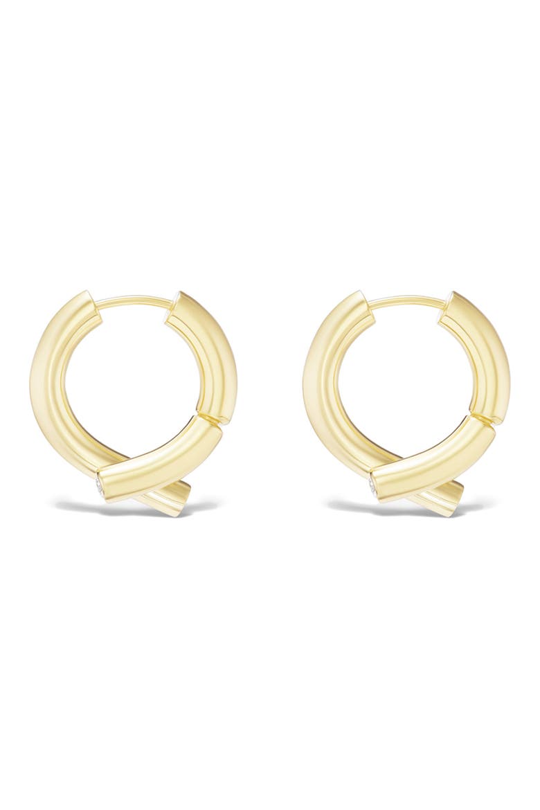 Oera Diamond Bezel Bypass Hoop Earrings, Alternate, color, YELLOW GOLD