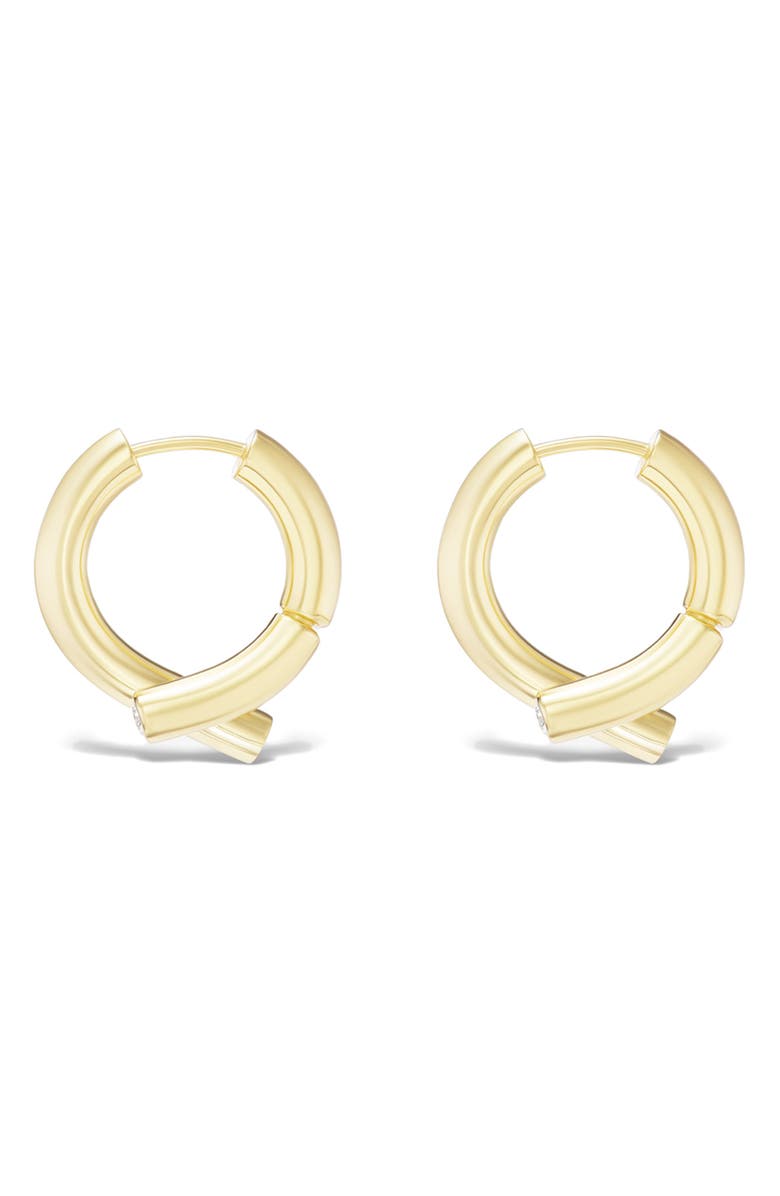TABAYER Oera Diamond Bezel Bypass Hoop Earrings, Alternate, color, Yellow Gold