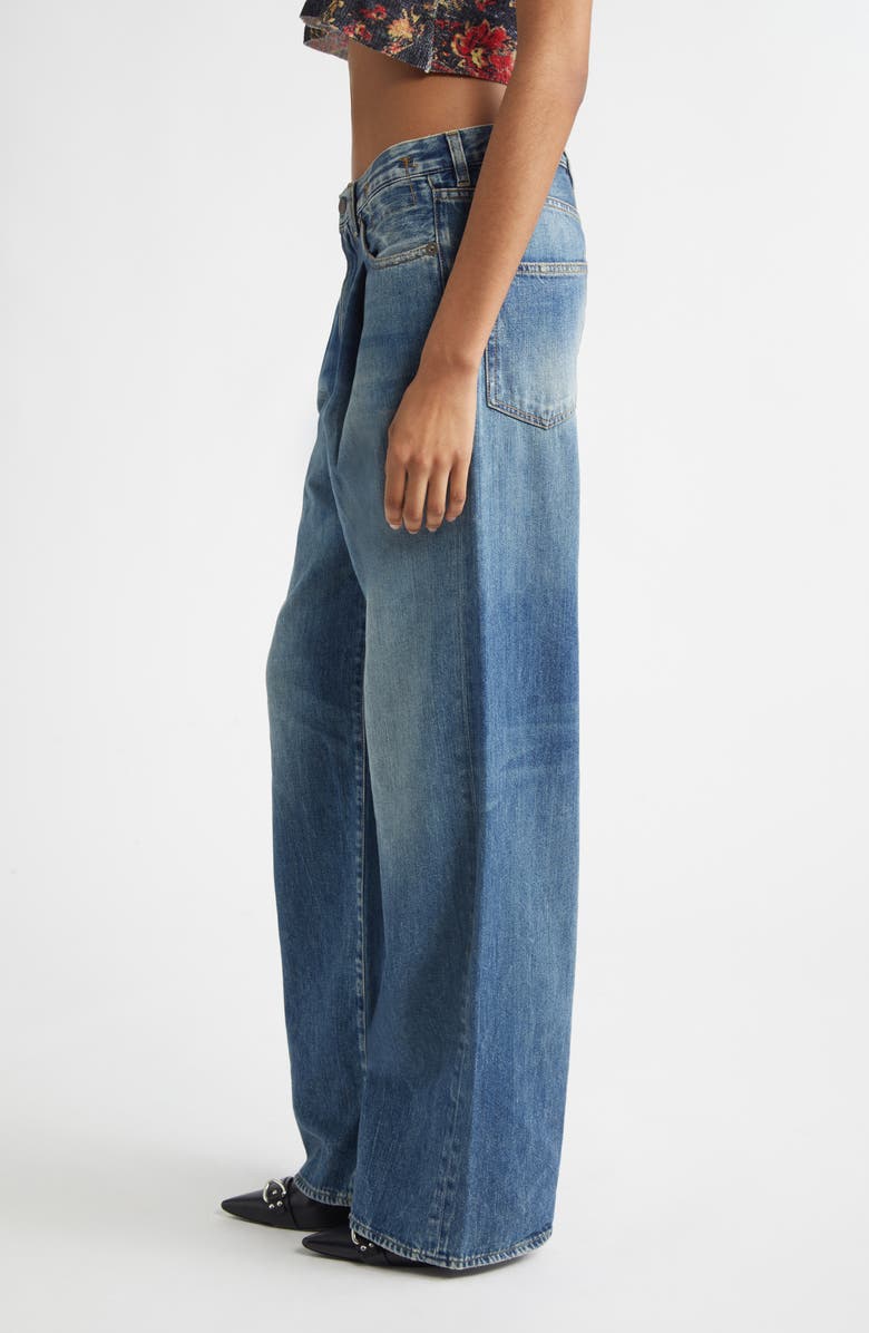 R13 Damon Pleated Wide Leg Jeans, Alternate, color, Kellen Blue