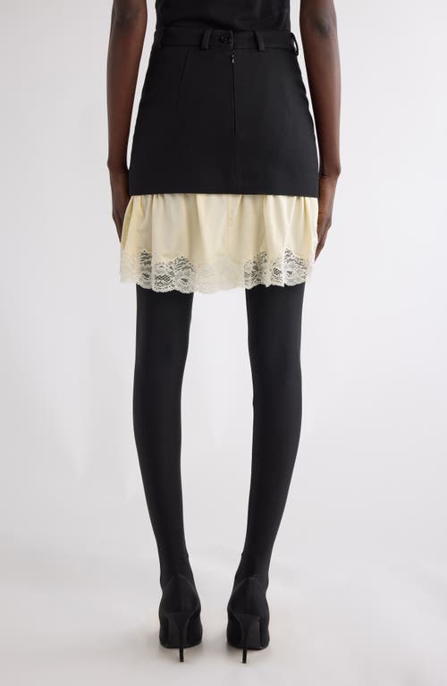 Balenciaga Lingerie Lace Wool Barathea Miniskirt In Black