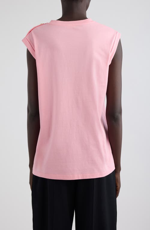 Shop Balmain Cotton Logo Graphic Tank In Ola Pink/white