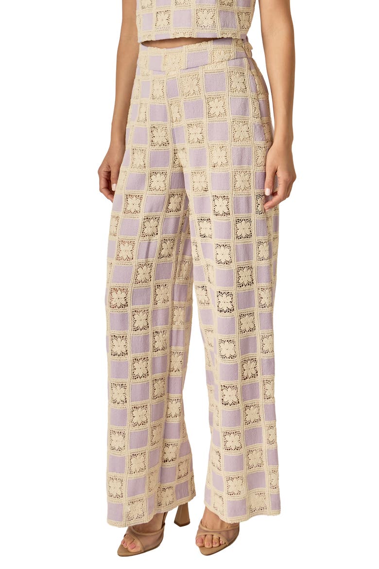 Embroidered Wide Leg Pants, Alternate, color, LILAC