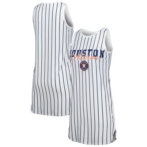 Women's Concepts Sport White Houston Astros Reel Pinstripe Knit Sleeveless Nightshirt