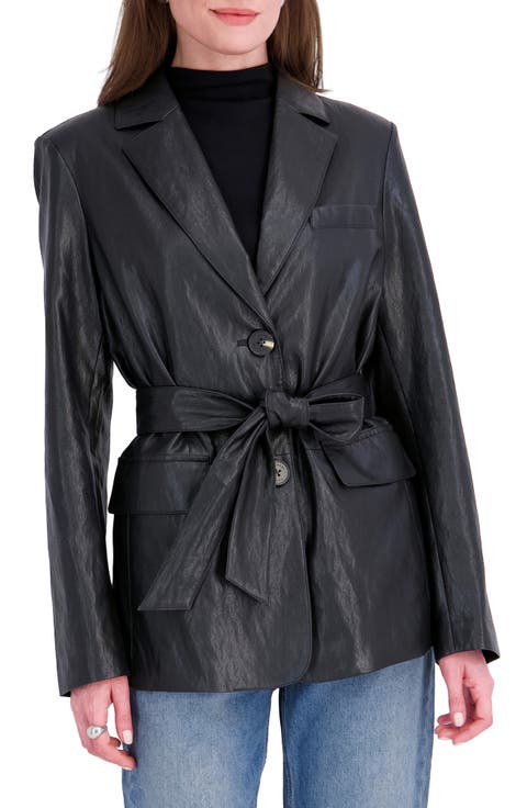 Valentina Belted Faux Leather Jacket
