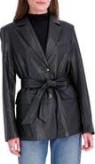 Tahari Valentina Belted Faux Leather Jacket