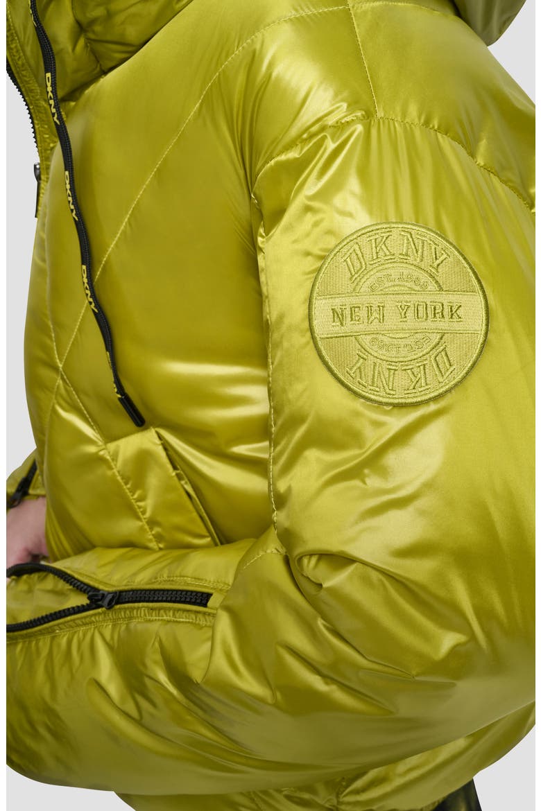 Crop Hooded Puffer Jacket, Alternate, color, CITRONELLA
