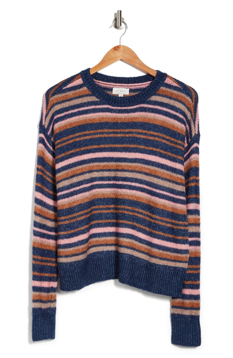 Lucky Brand Striped Crew Neck Pullover Sweater, Alternate, color, 