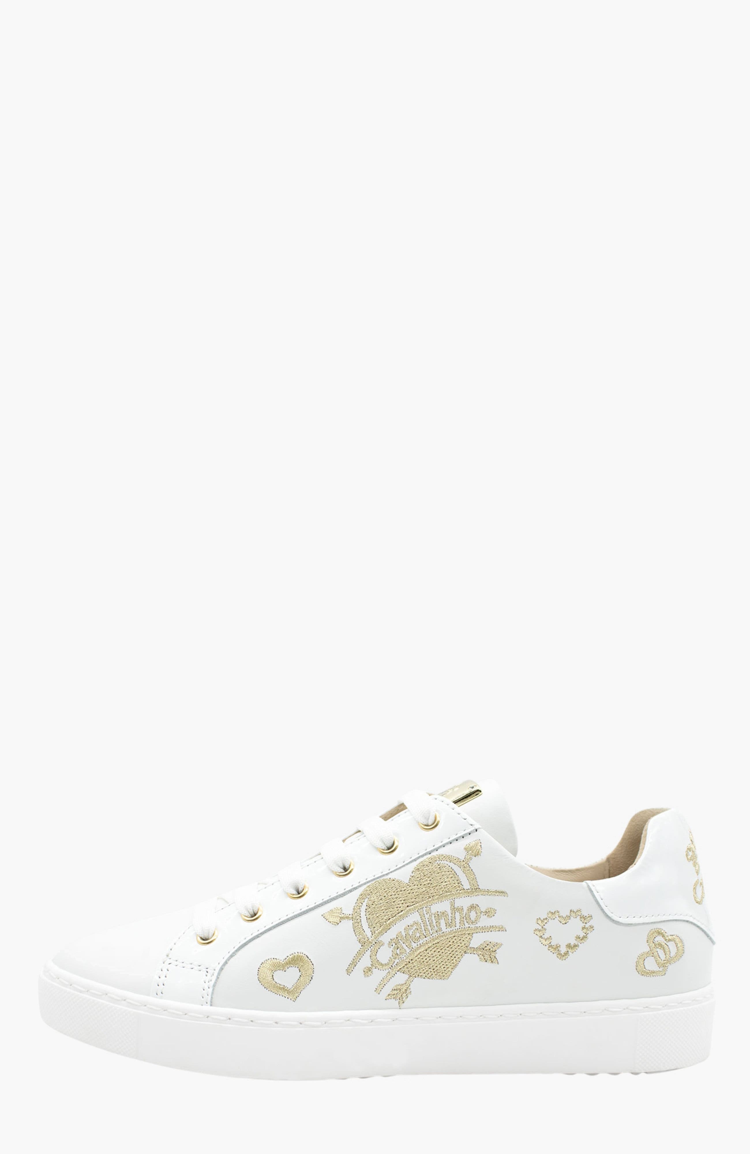 Golden Love Leather Sneakers, Alternate, color, White