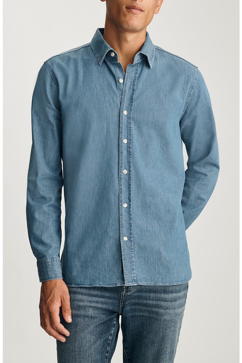 Stretch Denim Button-Up Shirt, Main, color, LIGHT BLUE
