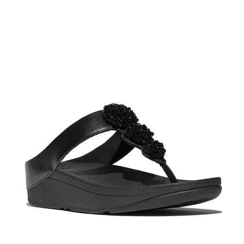 Fitflop Fino Beadie-button Metallic Toe-post Sandals In Black