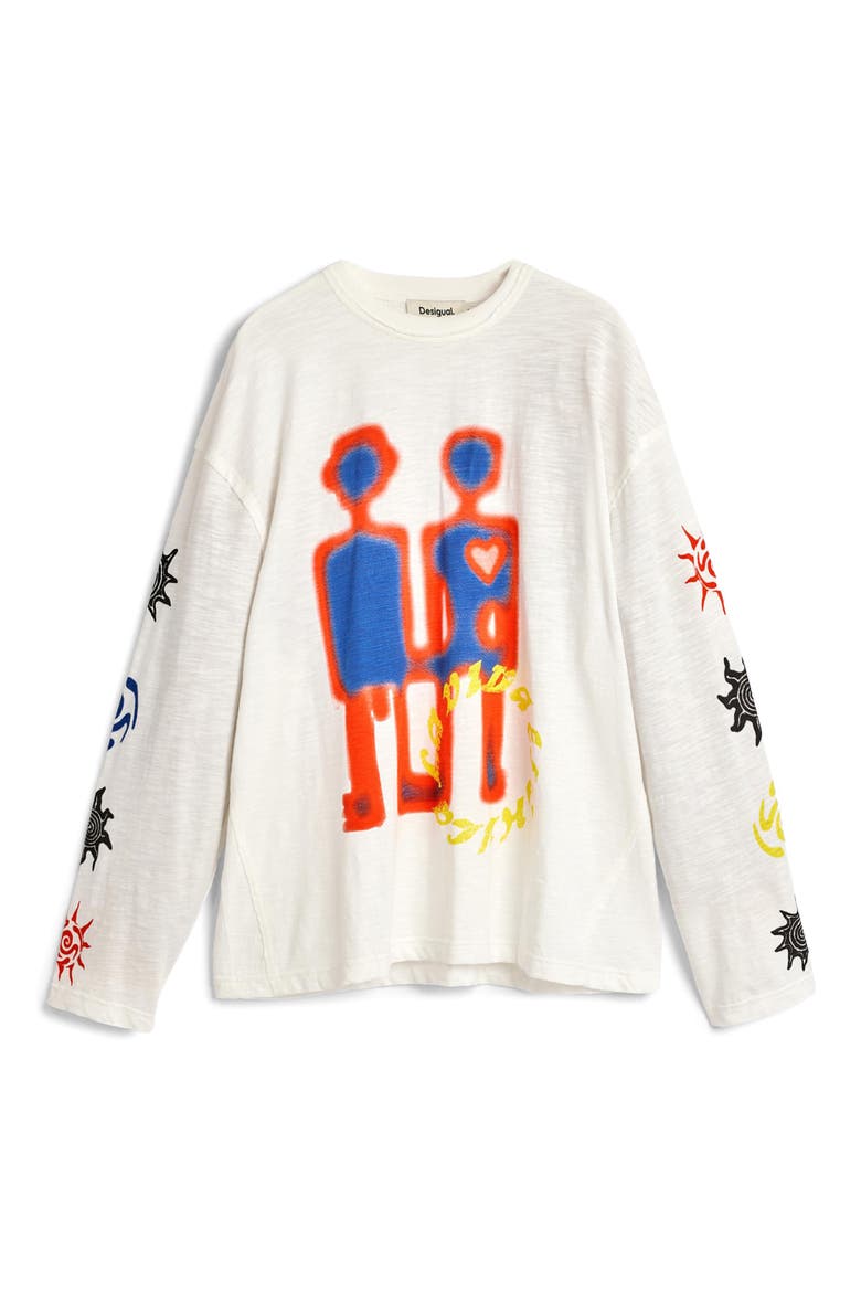 Graphic Long Sleeve T-Shirt, Main, color, WHITE