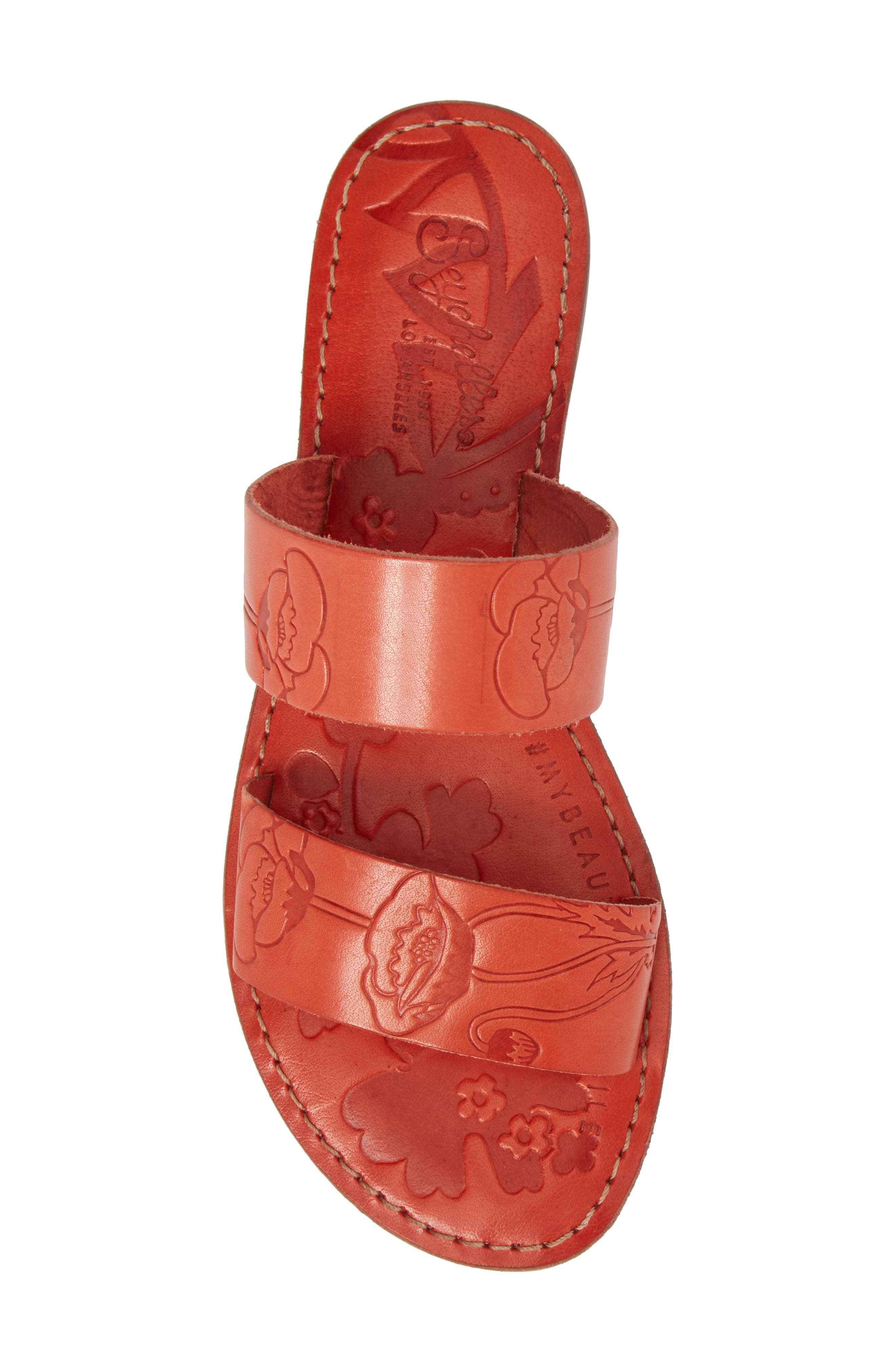 Sheroes Slide Sandal, Alternate, color, RED LEATHER