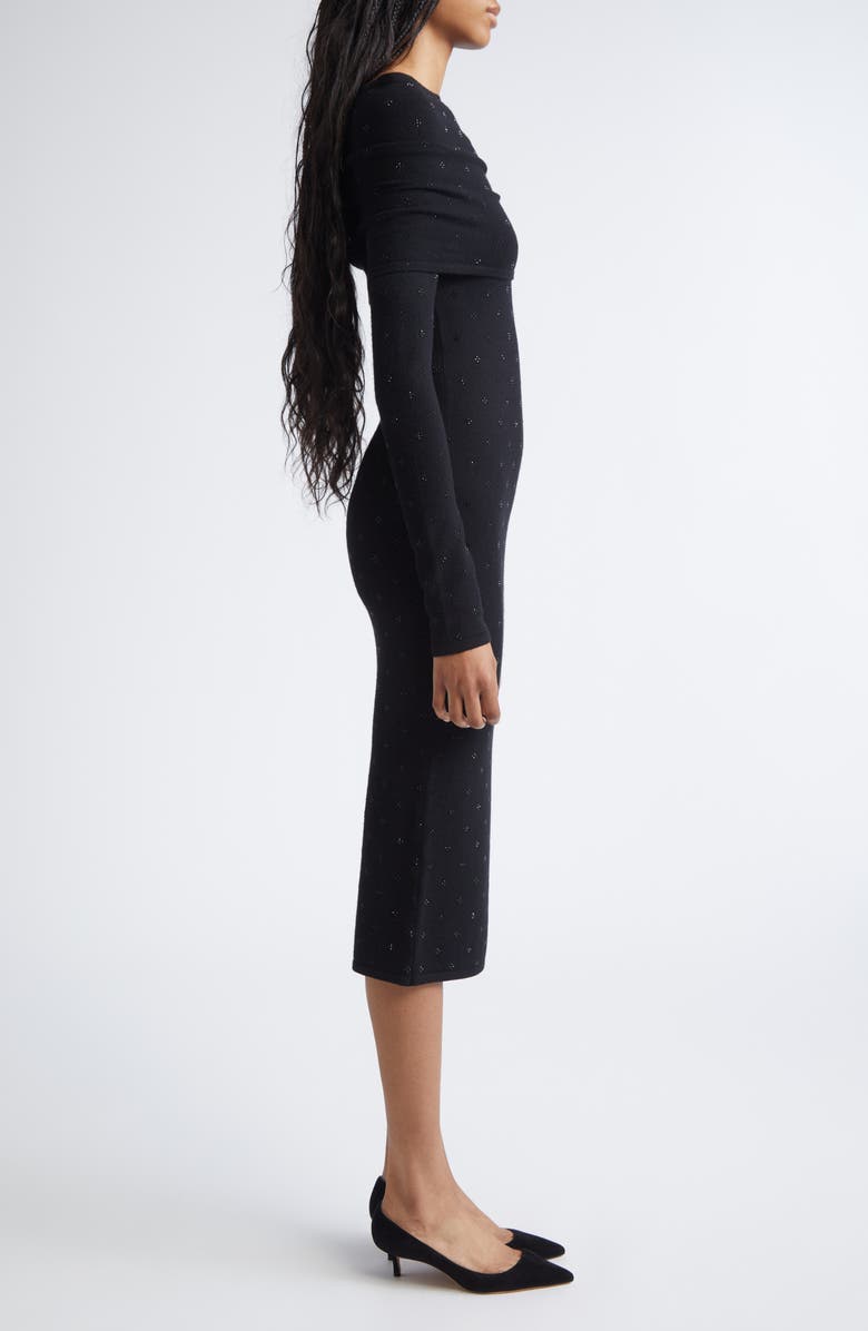 Max Mara Madatti Crystal Embellished Two-Piece Sweater Dress, Alternate, color, Black