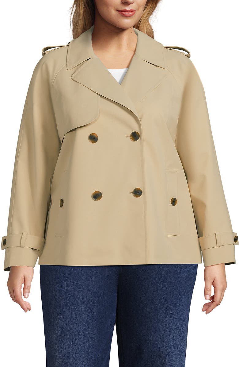 Lands' End Plus Size Trench Rain Jacket, Main, color, Champagne