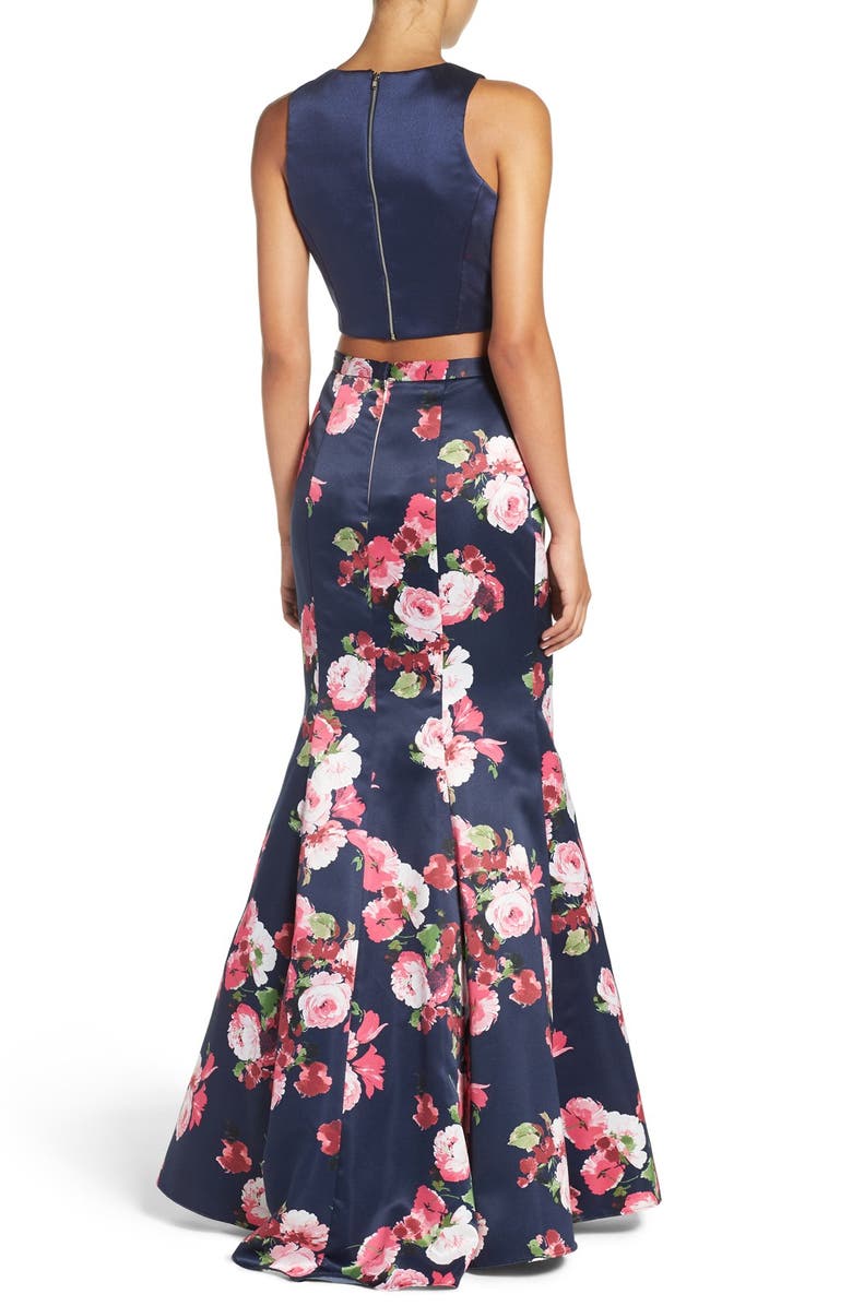 Xscape Evenings Xscape Floral Satin Two-Piece Ballgown, Alternate, color, 