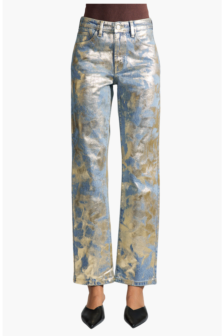 Nerissa Premier High Rise Straight Jeans, Main, color, Light Wash / Silver