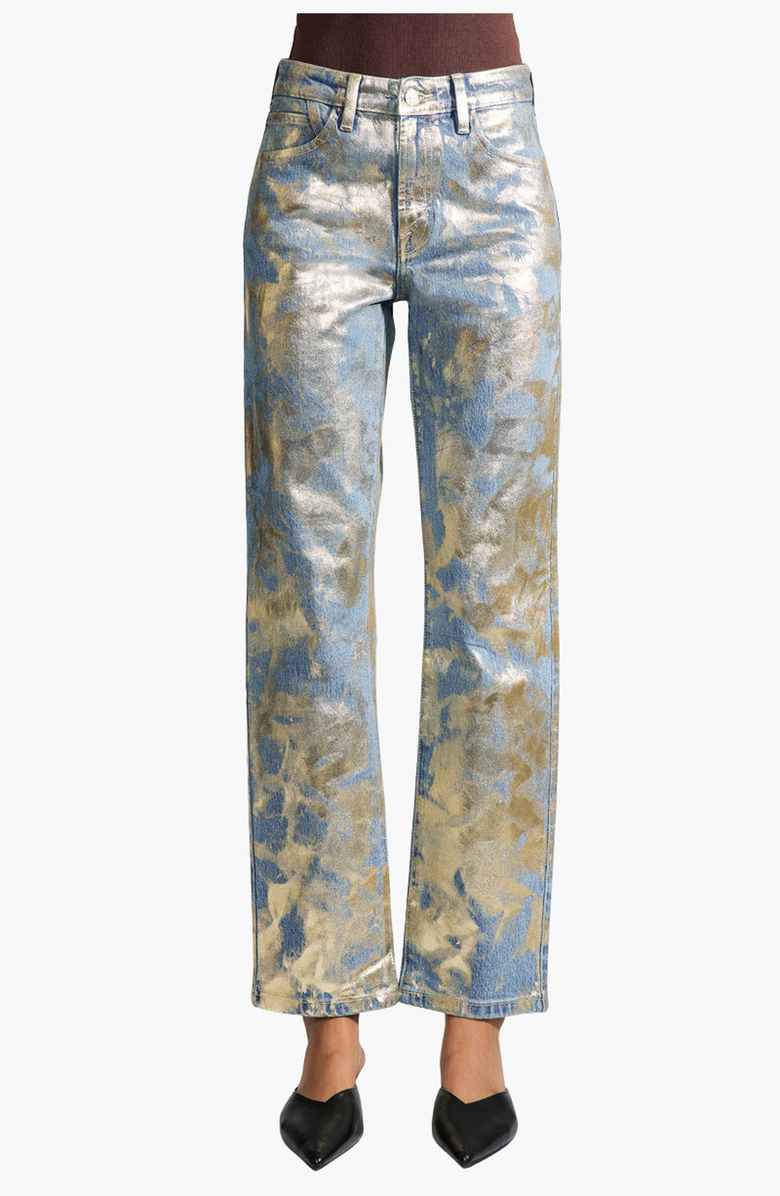 KanCan Premier Nerissa Premier High Rise Straight Jeans, Main, color, Light Wash / Silver