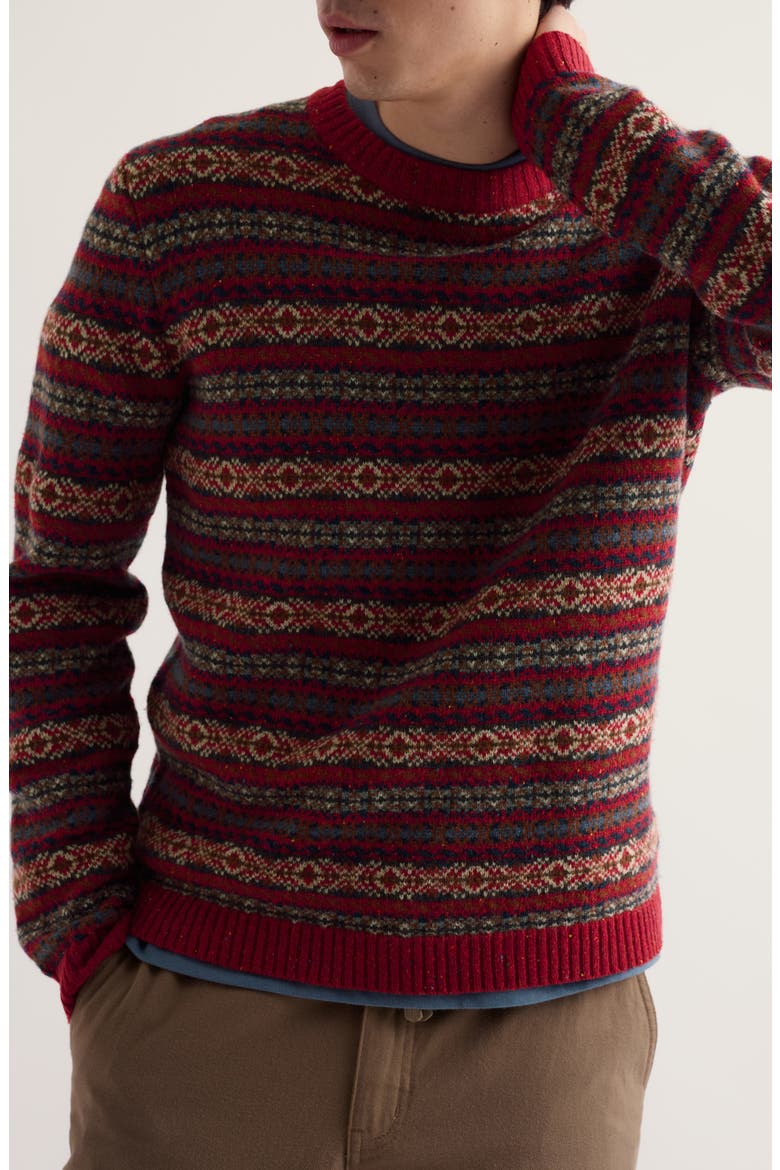 Carracks Fair Isle Wool Blend Crewneck Sweater, Main, color, EWIN DARK CINNAMON