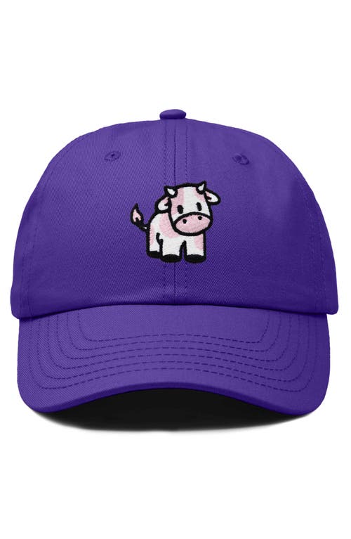 Dalix Strawberry Cow Embroidered Cap In Purple