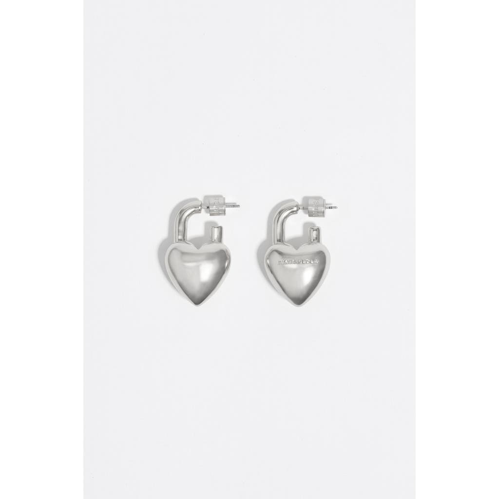 Bimba Y Lola Matte Padlock Heart Earrings In Silver