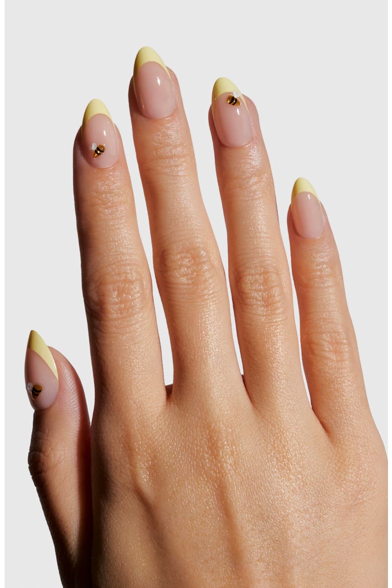 Short Almond Press-On Nails, Alternate, color, 3D HONEY BEE