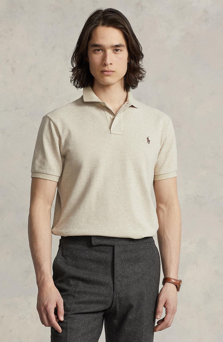 Polo Ralph Lauren Cotton Piqué Polo, Alternate, color, Expedition Dune Heather/ C8888