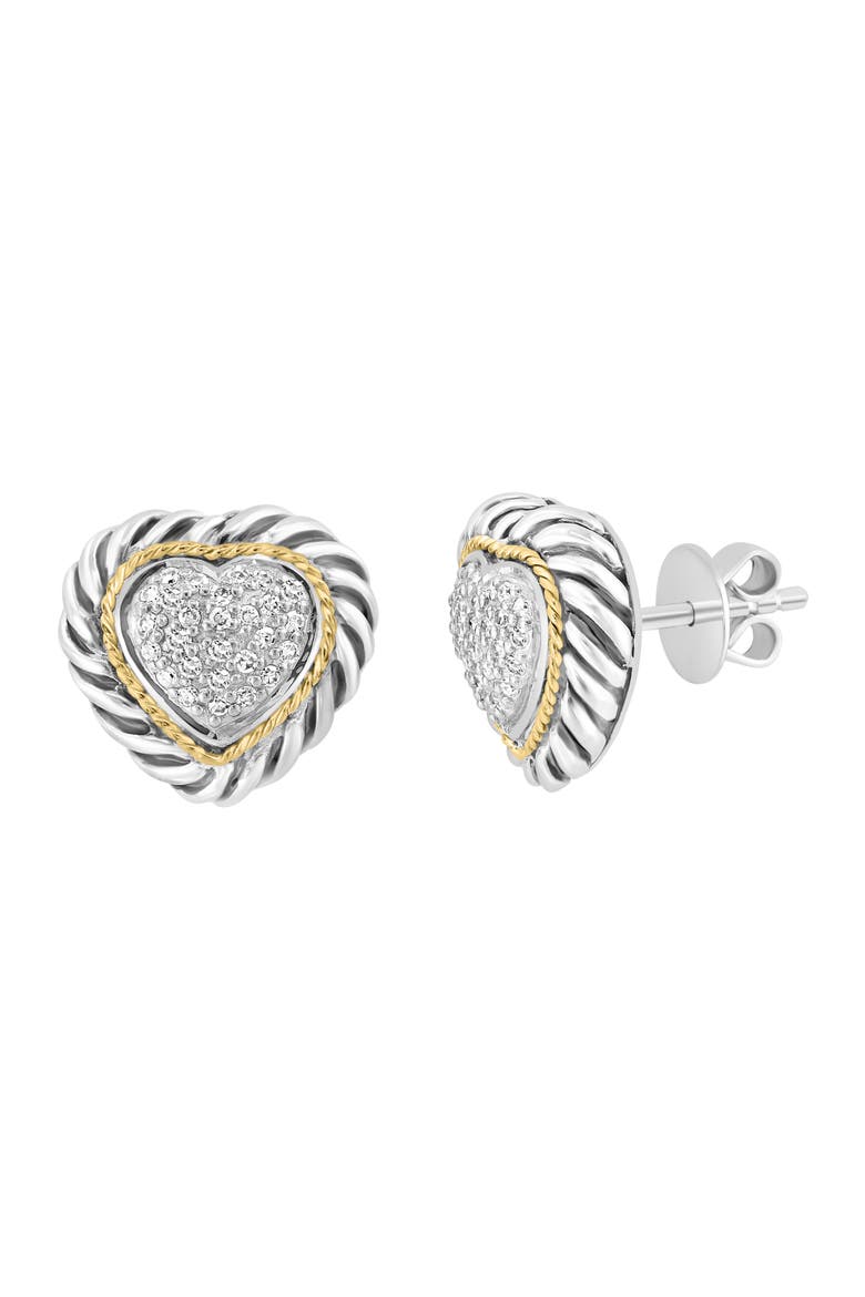 Diamond Pavé Heart Stud Earrings, Alternate, color, SILVER