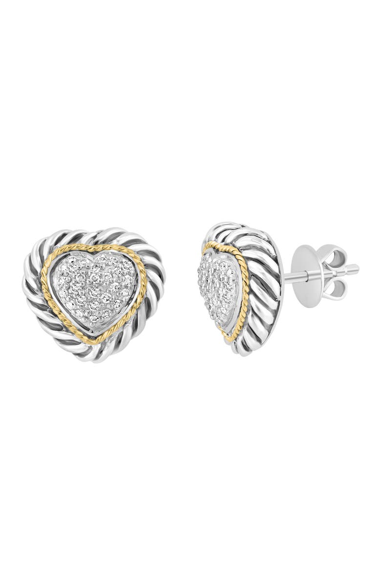EFFY Diamond Pavé Heart Stud Earrings, Alternate, color, 