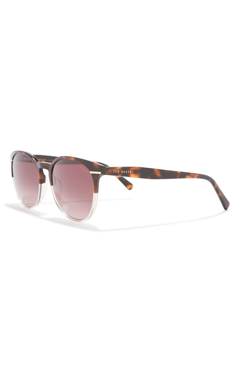 Ted Baker London 55mm Full Rim Round Sunglasses, Alternate, color, Brown