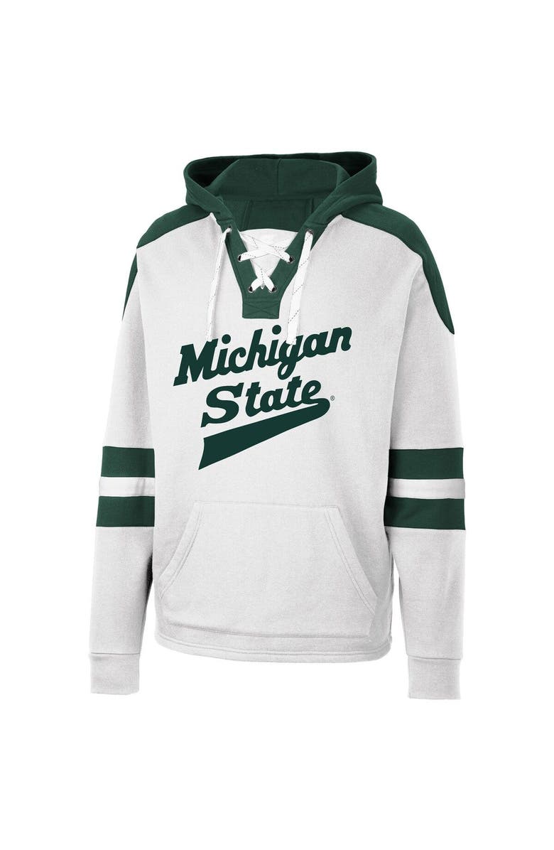 COLOSSEUM Men's Colosseum White Michigan State Spartans Lace-Up 4.0 Pullover Hoodie, Alternate, color, 